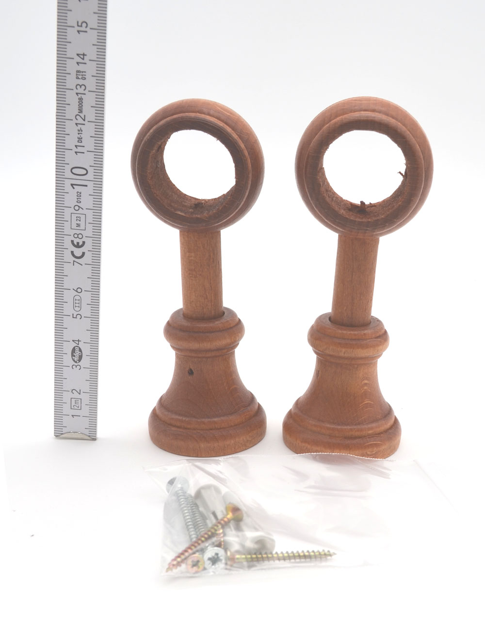 2 Wandträger geschlossen für Stil Ø 28 mm Holz Kirschbaum WA 10,5 cm 2 Wandträger geschlossen für Stil Ø 28 mm Holz Kirschbaum WA 10,5 cm