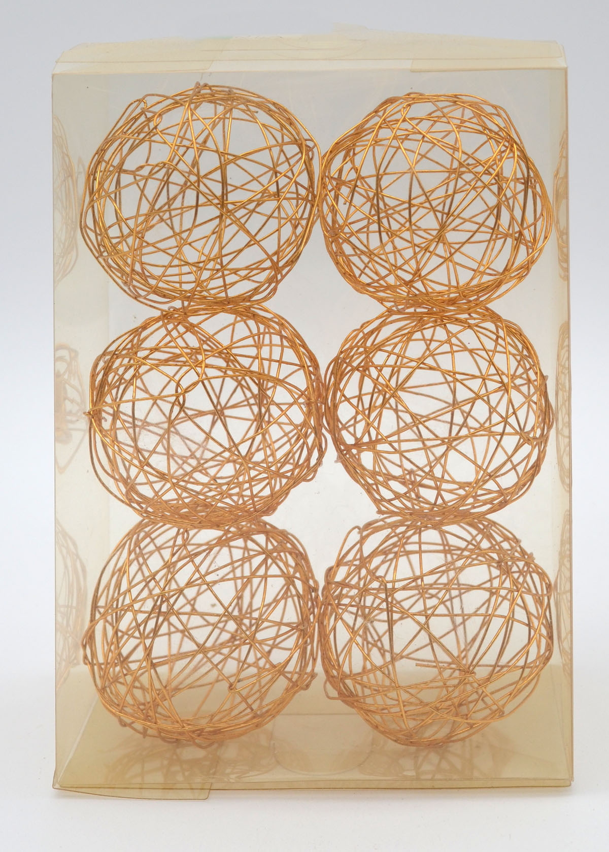 6 Stück Drahtbälle, Drahtkugeln Dekokugel rotgold 5 cm