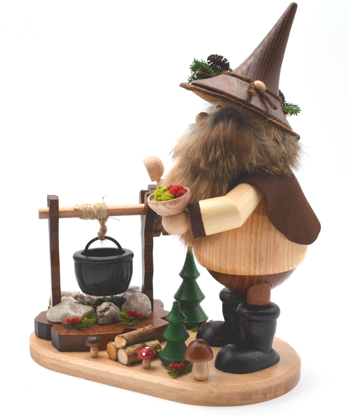 Rauchfigur Waldwichtel am Gulaschkocher natur 21x13x25 cm(BxTxH)