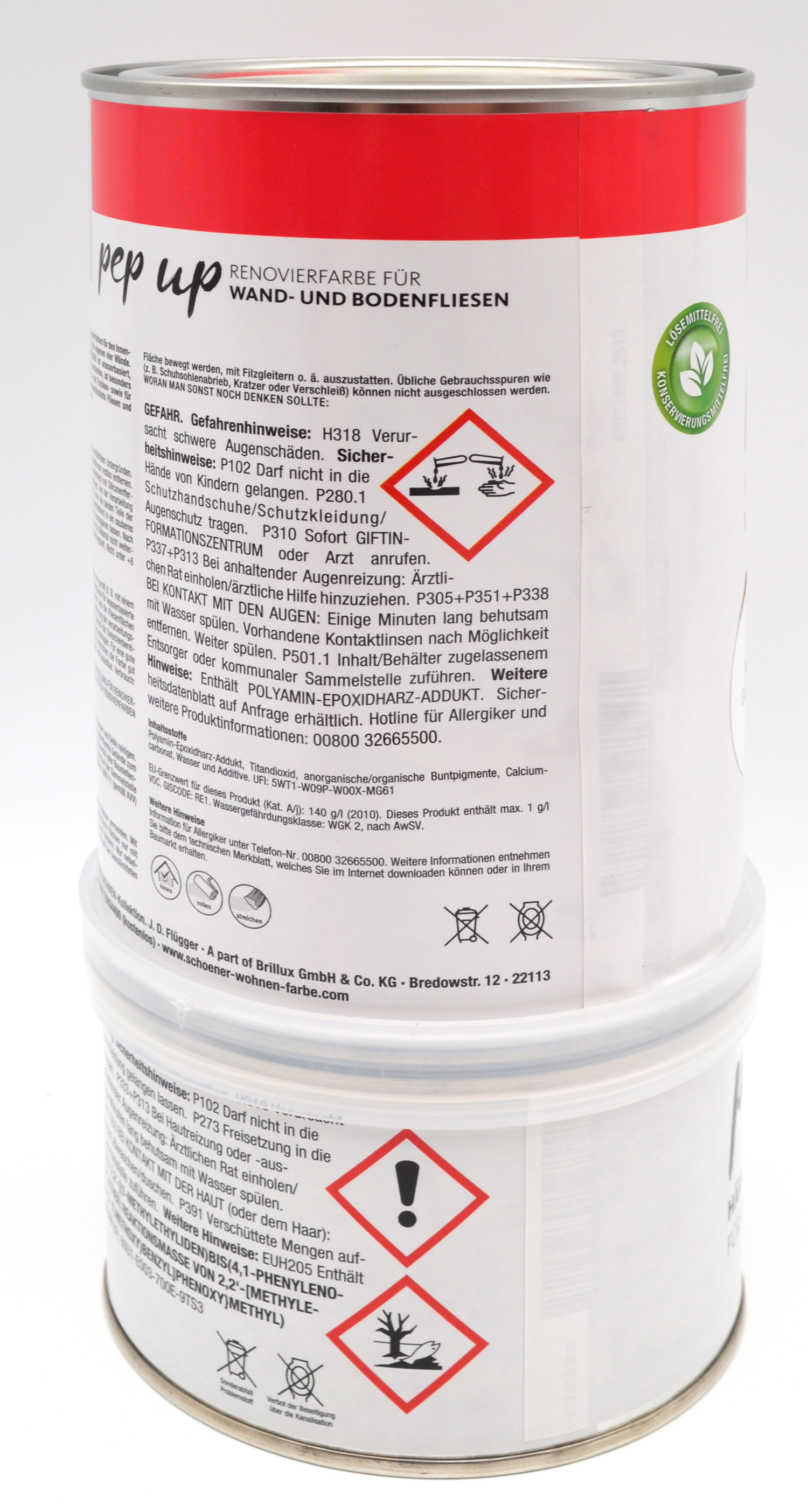 Pep up Renovierfarbe 2K für Wand- und Bodenfliesen wiss glänzend 1 l