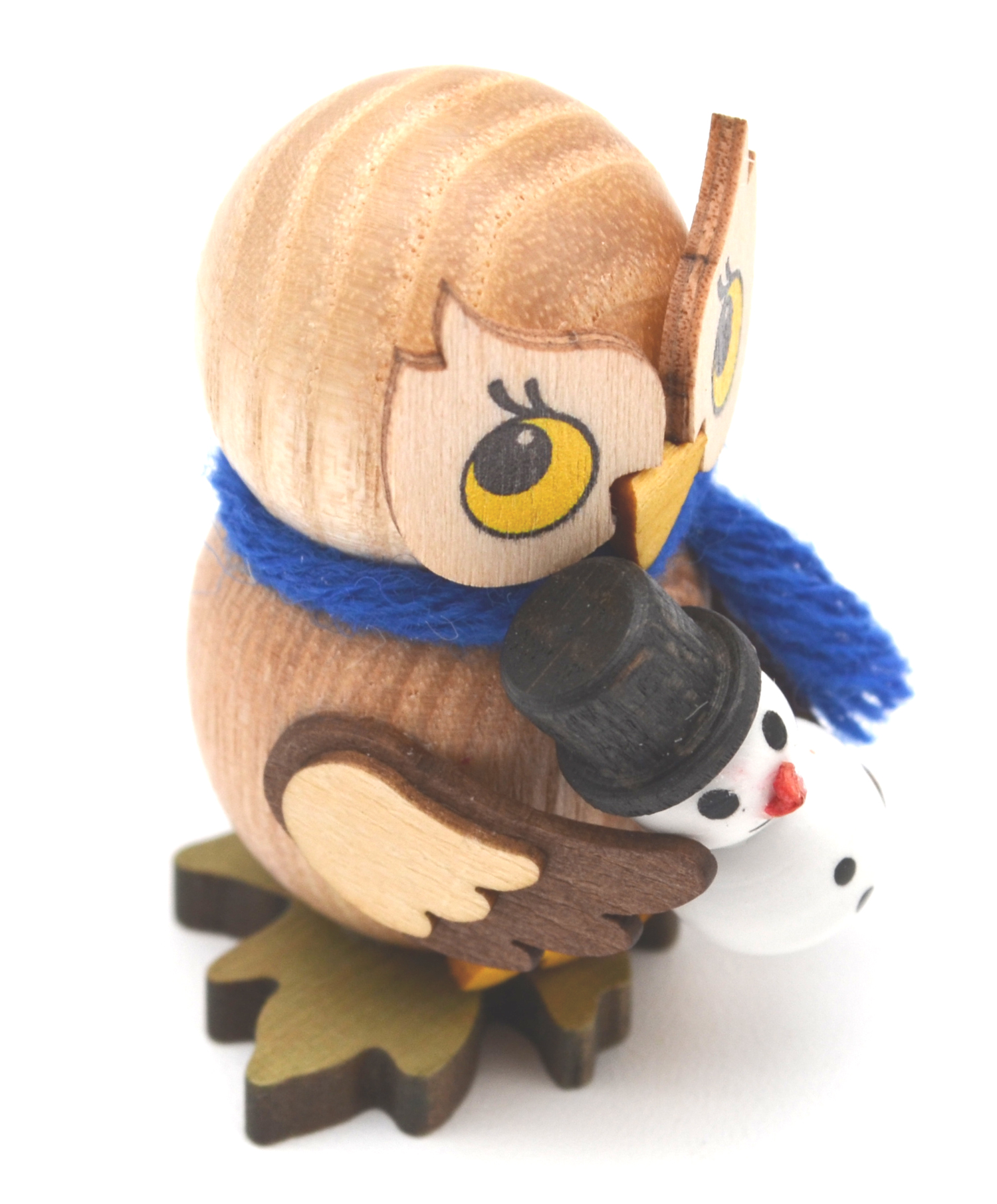 Kuhnert - Eulenkind mit Schneemann zum Stellen - Holzfigur ca. 4 cm 