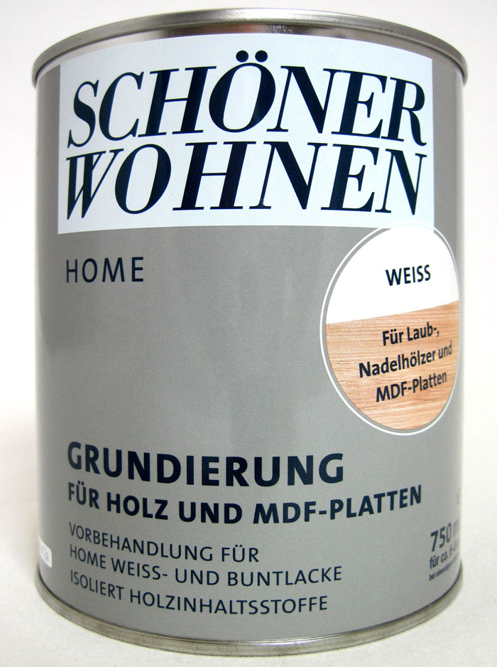 Home Grundierung für Holz und MDF - Platten 750ml weiß
