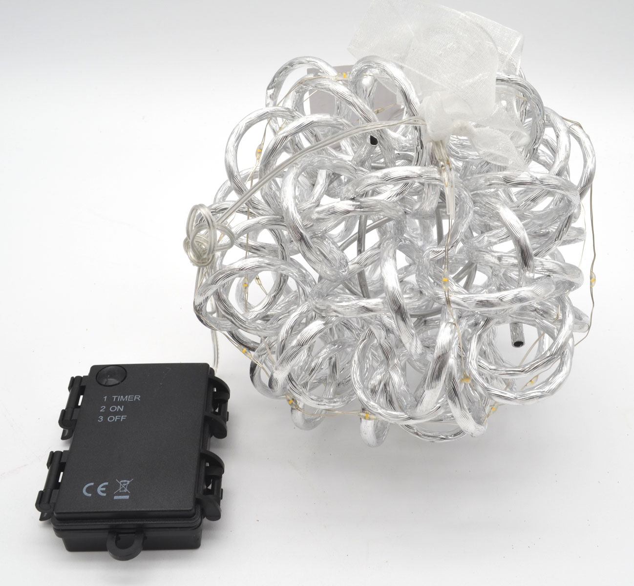 Alu-Leuchtkugel silber Ø 15 cm – 30 LEDs, Timer, für innen und außen