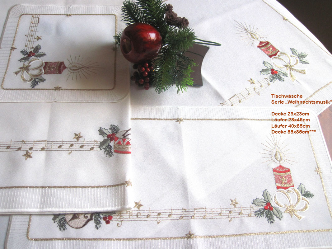Deckchen Weihnachtsmusik Fb.champagner ca. 23 x 23 cm