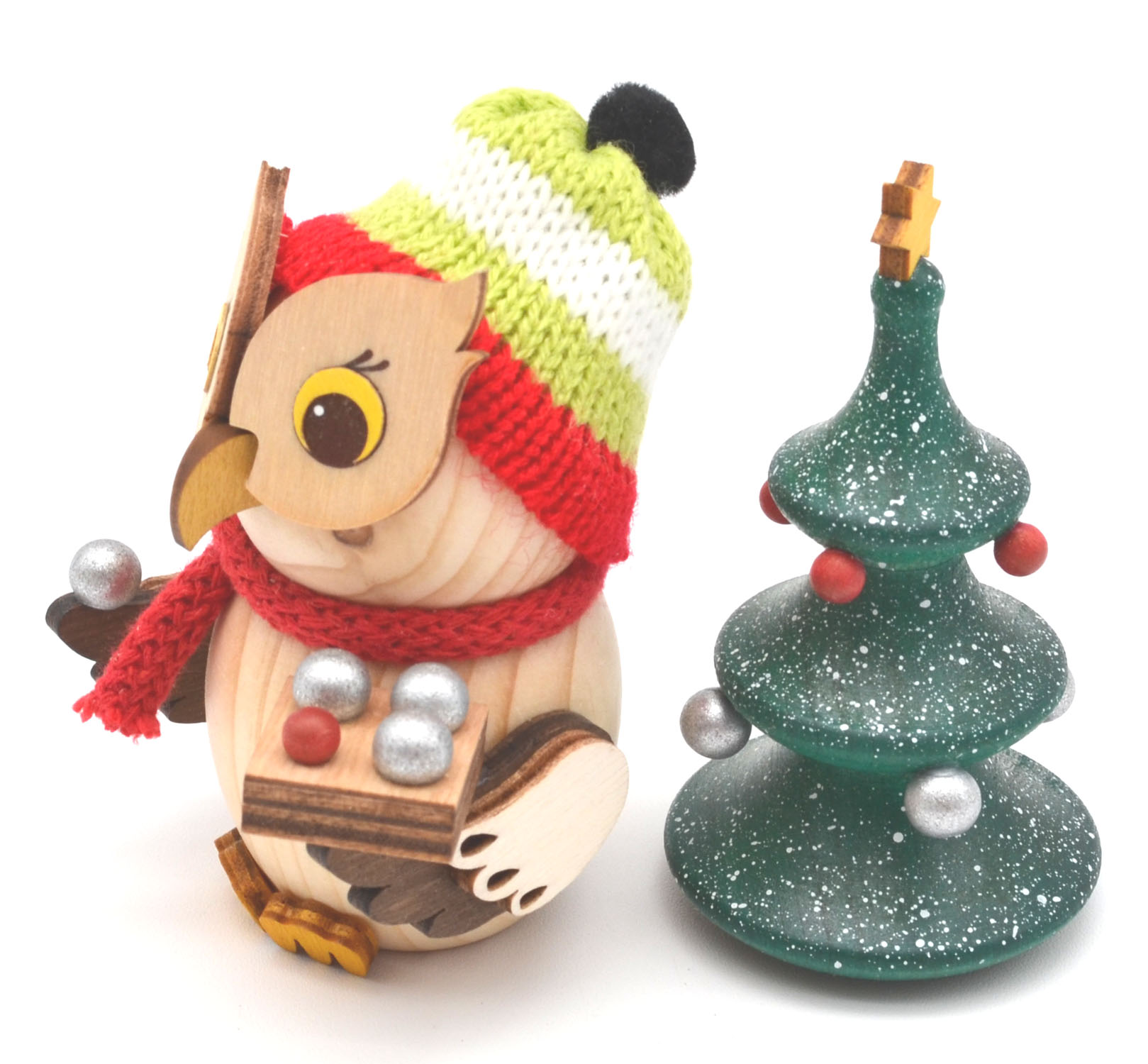 Mini-Eule mit Weihnachtsbaum ca. 7 cm 