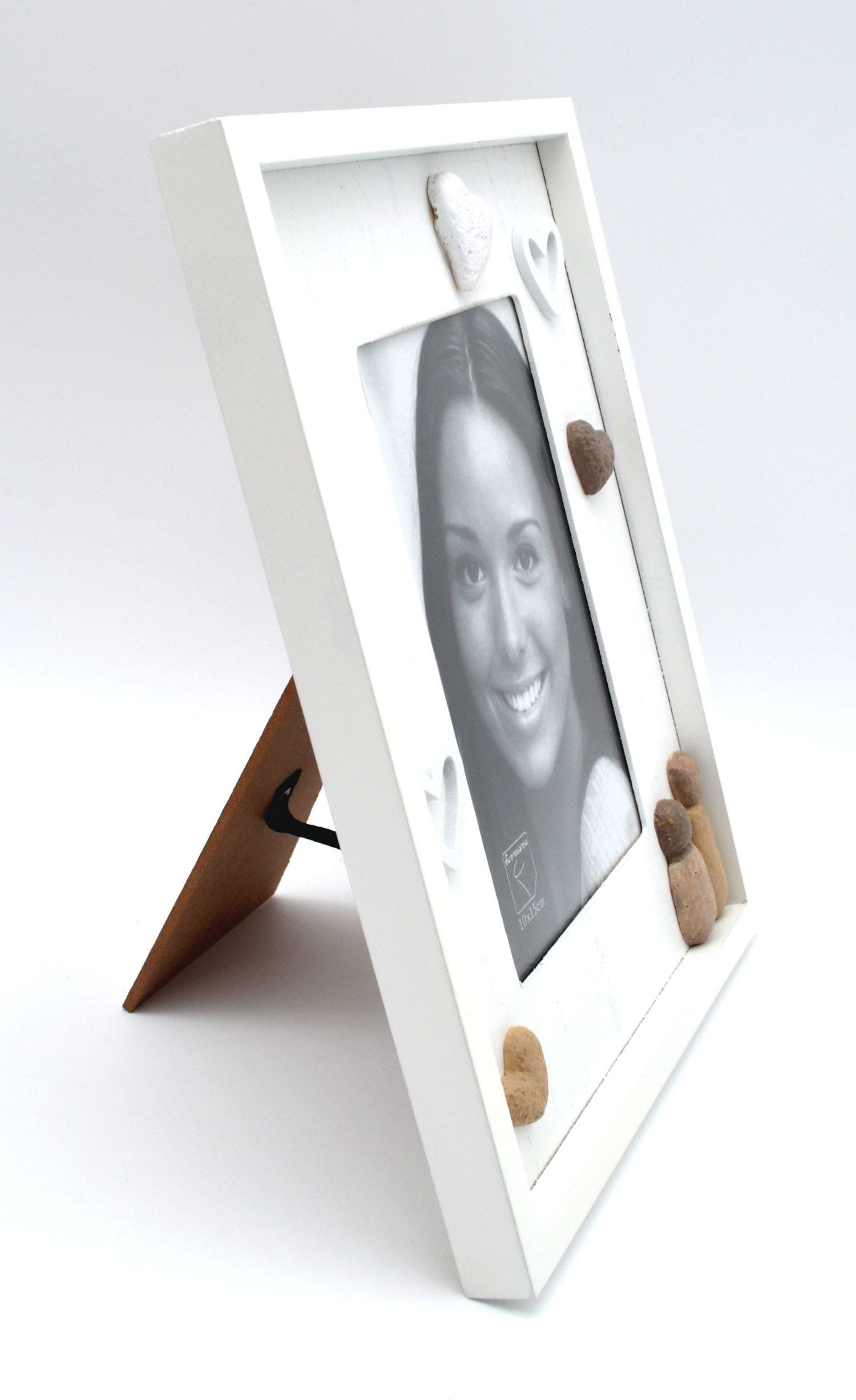 Fotorahmen mit Herzen in Holz-Steinoptik – 10 × 15 cm, 2 Varianten