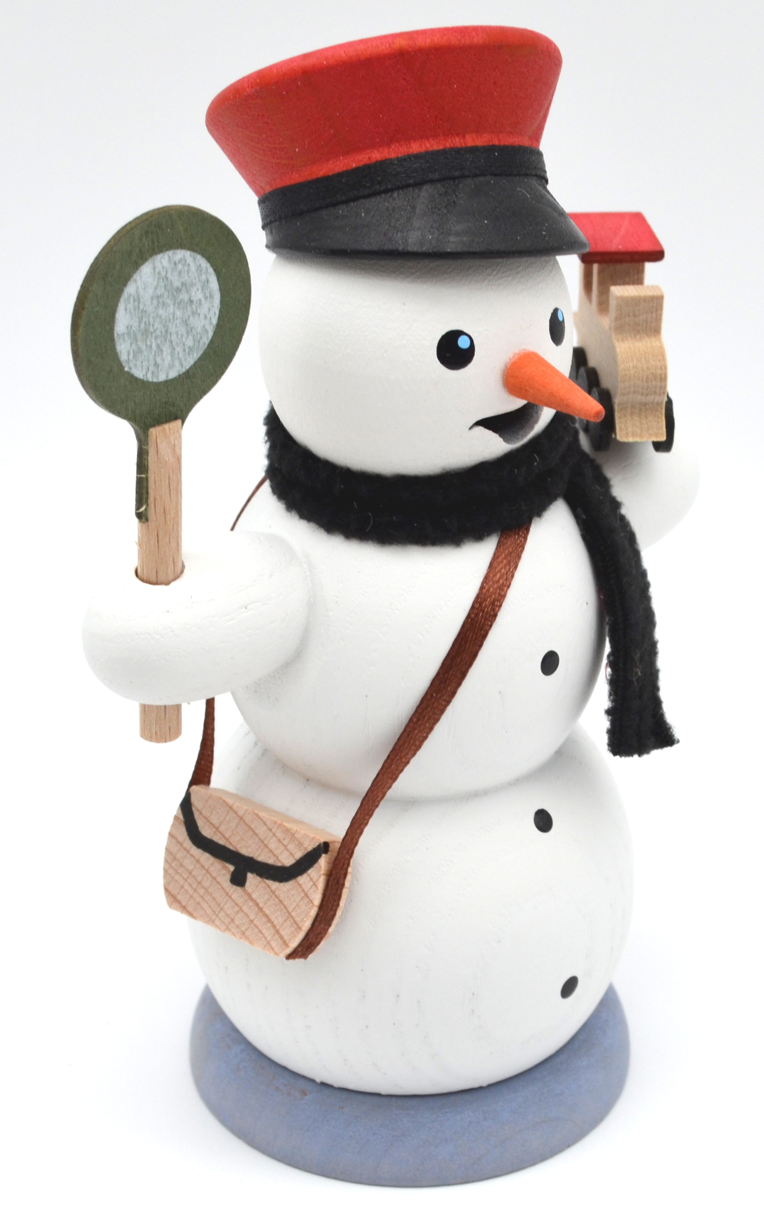 Rauchfigur Schneemann Eisenbahner Holz bunt ca.13 cm