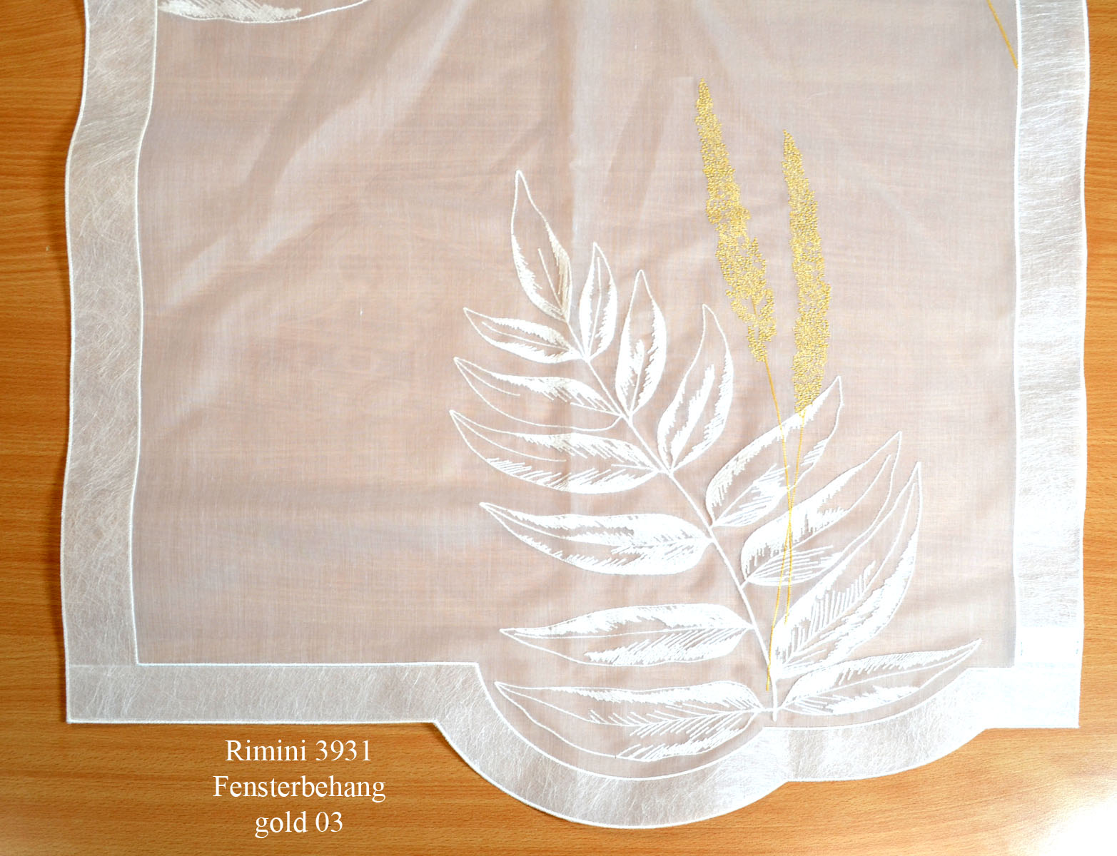 Fensterbehang "Rimini" bestickt Fb.03 Gold 80 x 140 cm BxH mittig 