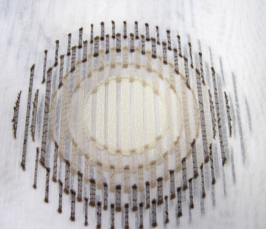 Meterware Gardine Store weiss-braun-beige 2275 V5 - Höhe 300cm