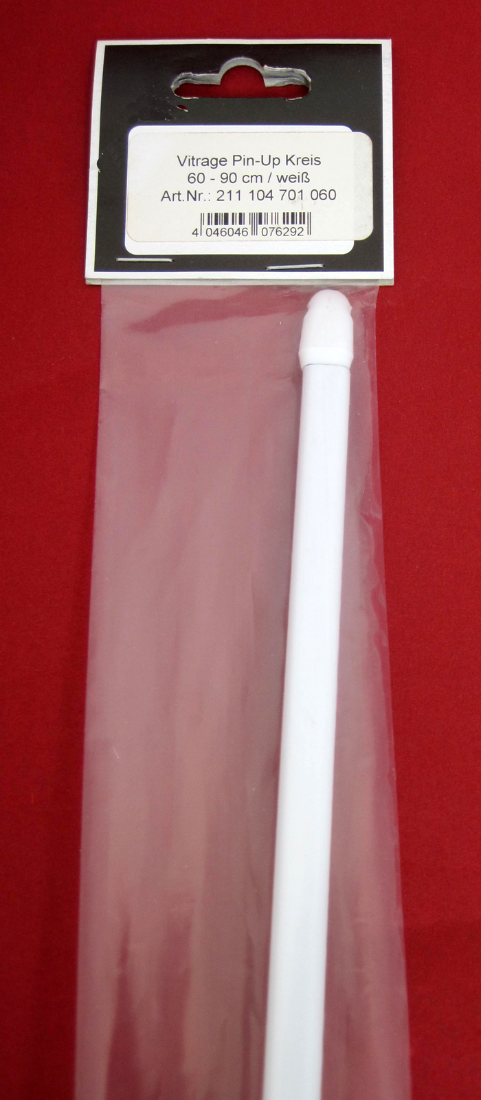 Vitrage Pin-Up Kreis flach oval, weiß ausziehbar 60 - 90 cm