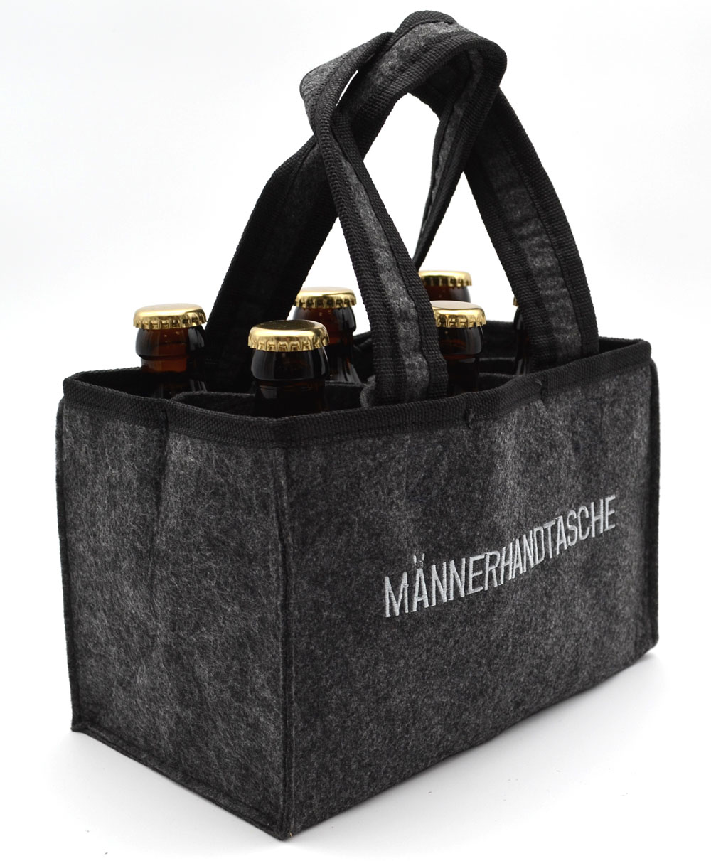 Männerhandtasche mit 6 Weihnachts-Bierflaschen á 0,33 l Männerhandtasche mit 6 Weihnachts-Bierflaschen á 0,33 l