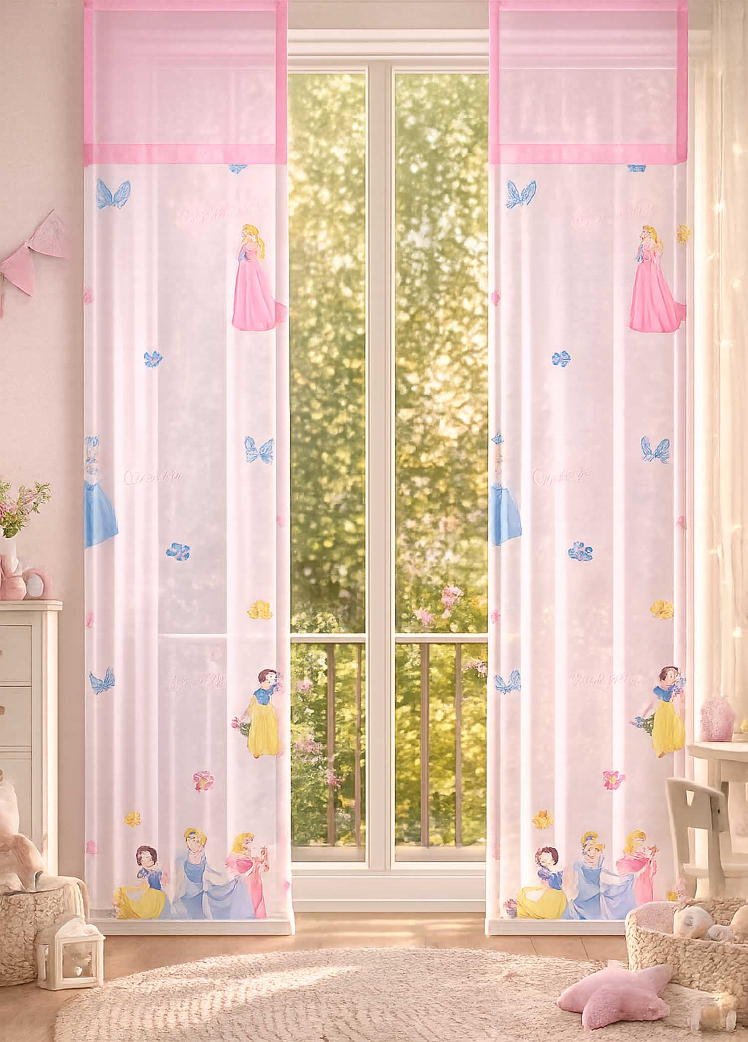 2 Flächenpaneele für Kinderzimmer rosa 40 x 220 cm BxH