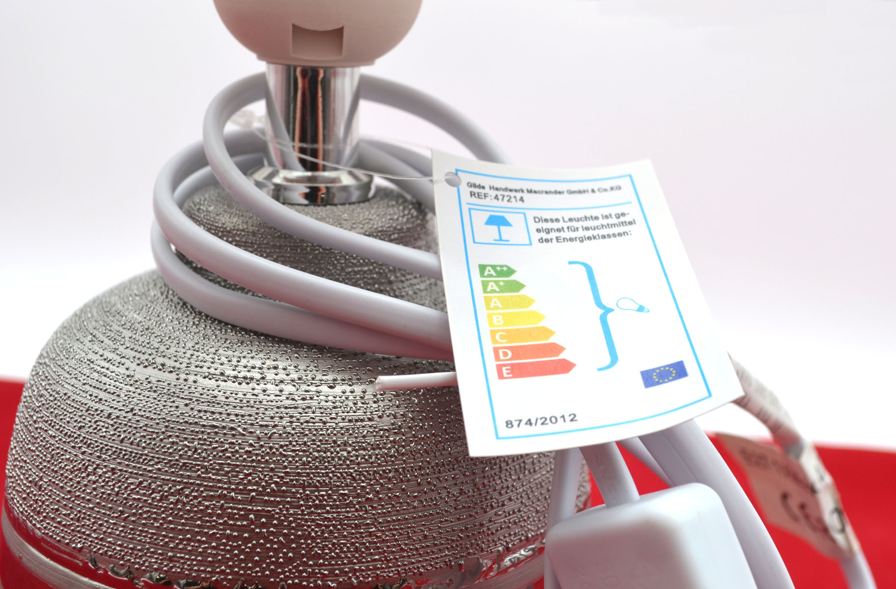 Tischleuchte "Lavena" Keramik grau-weiß gestreift 33x18x18 cm (HxBxT) 