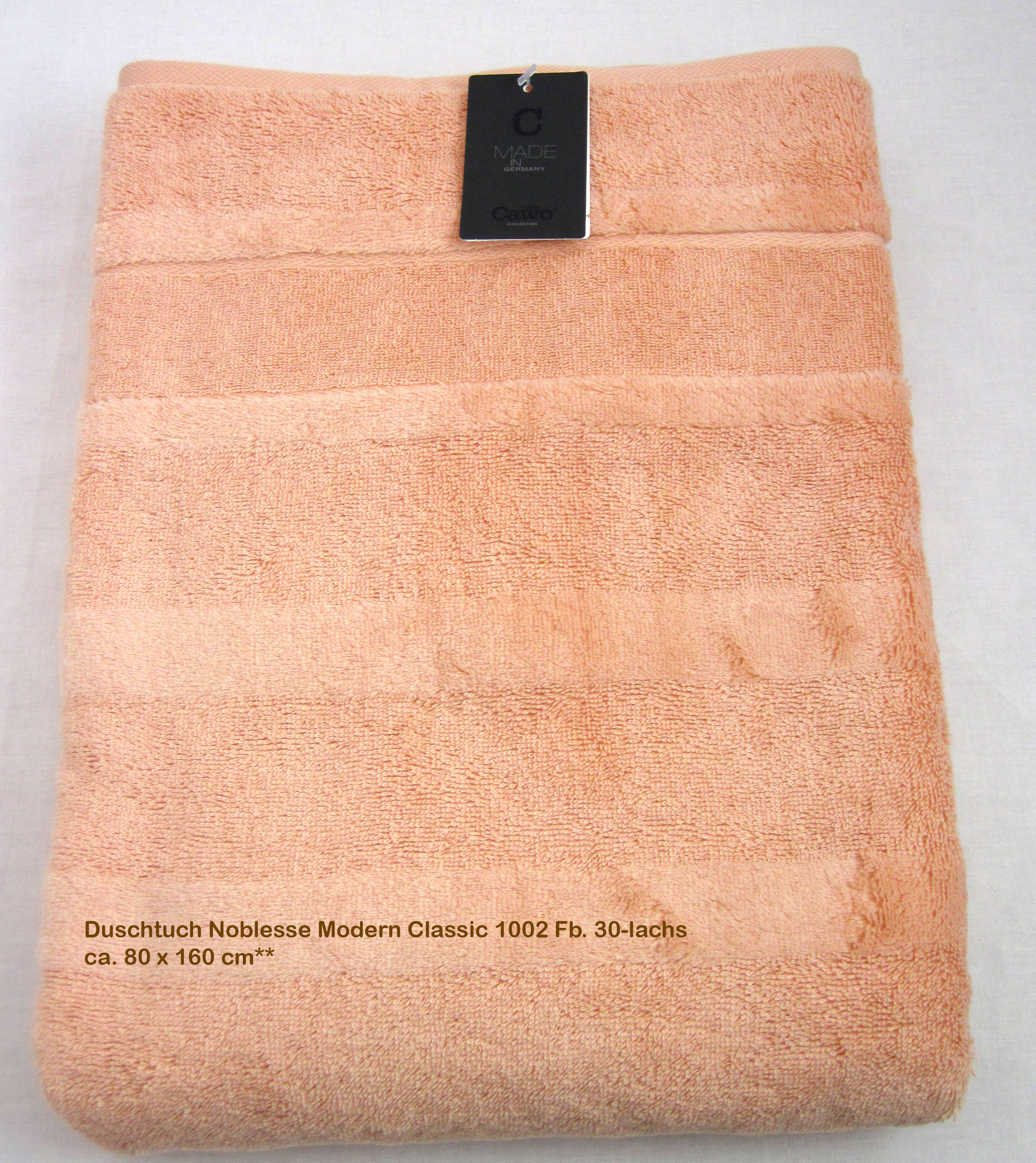 Duschtuch Noblesse Modern Classic 1002 Uni Fb.368 lachs, ca. 80 x 160 cm