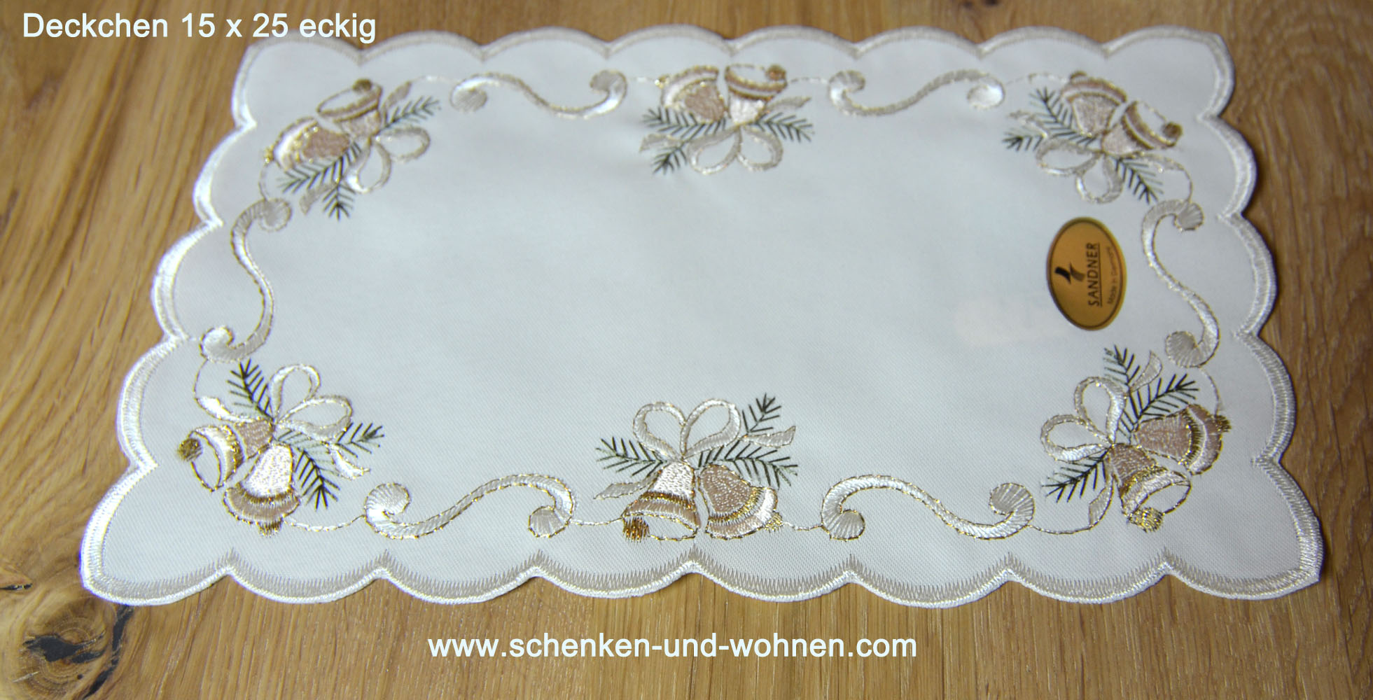 Deckchen "Glöckchen" Farbe sekt eckig 15x25