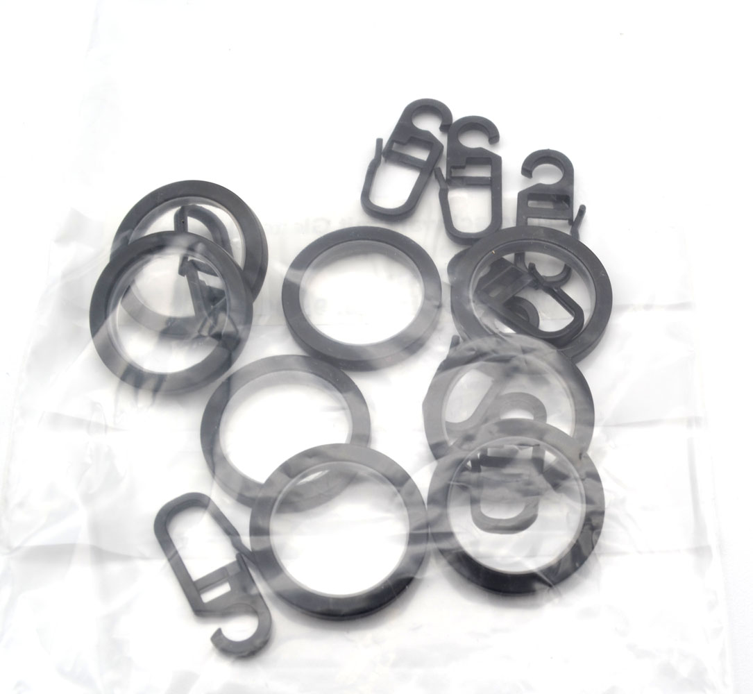 8 Stück Gardinenringe schwarz für Stil 16 mit Einlage und FH