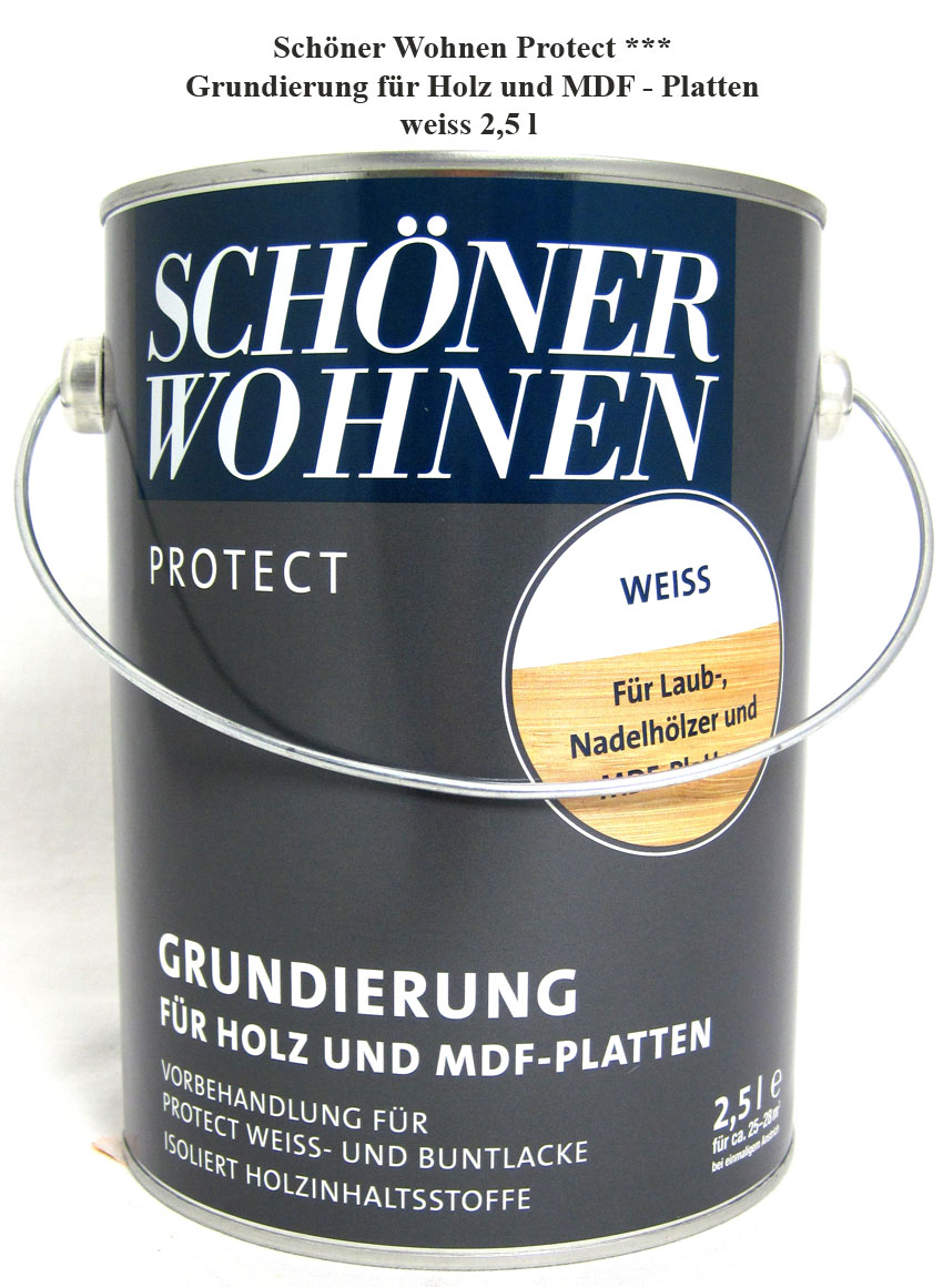 Protect - Grundierung für MDF-Platten und Holz weiß 2,5 l
