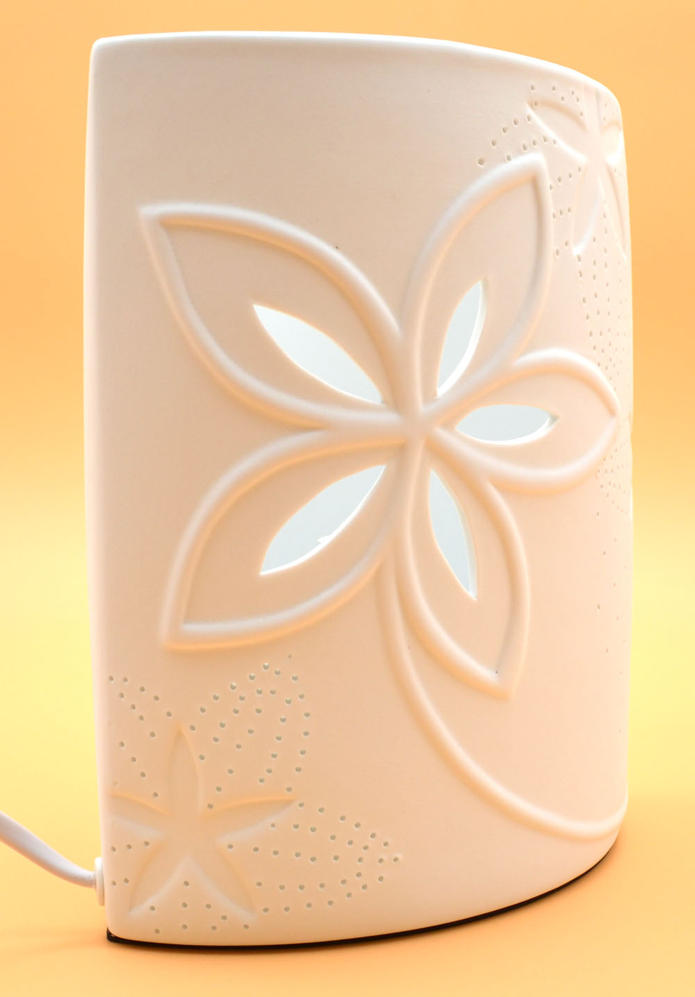 Porzellan-Lampe Ellipse Blumendesign weiß ca.20 x 17 x 10 cm (H/B/T)  