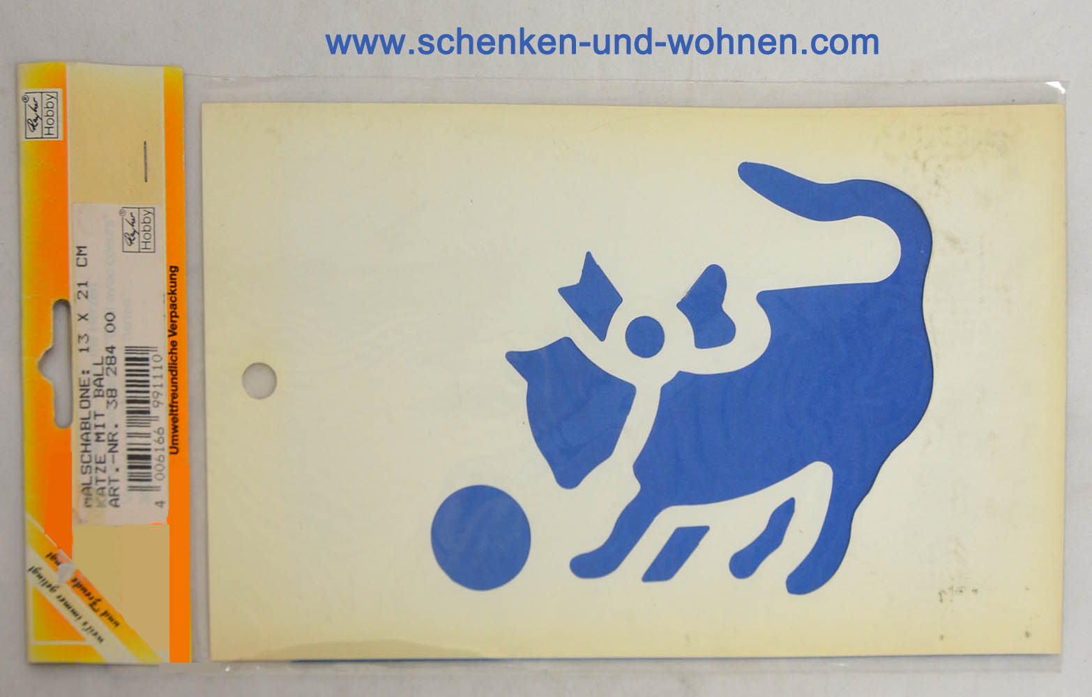 Wandschablone Malschablone Bordüre Katze mit Ball