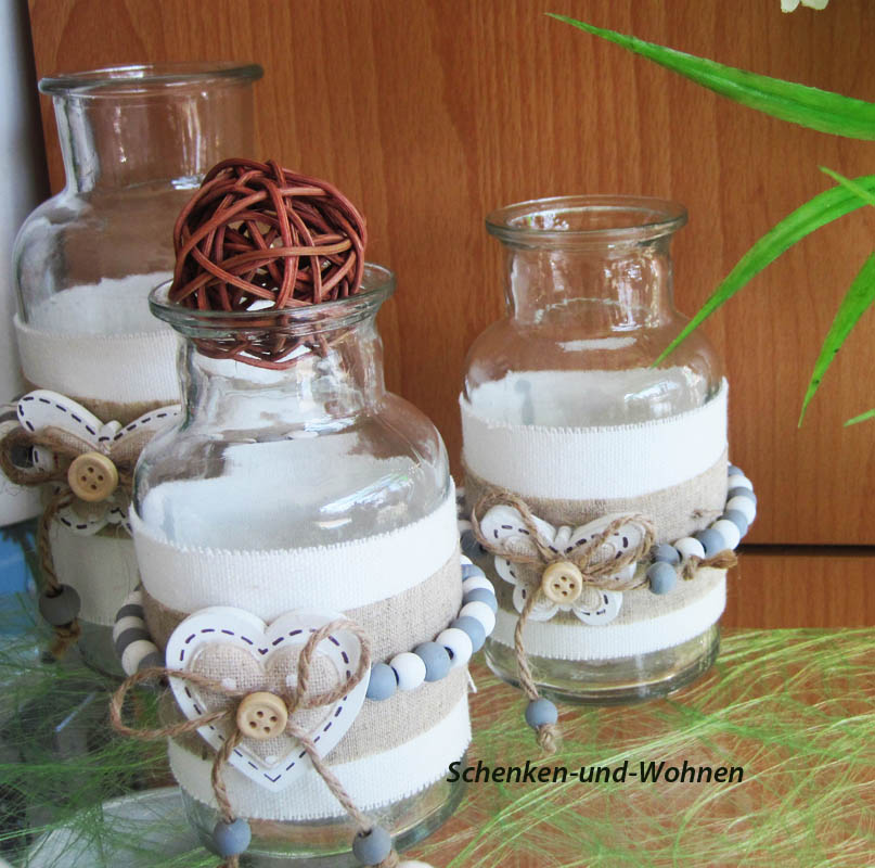 Deko-Flasche im romantischem Landhausstil ca. 12 cm