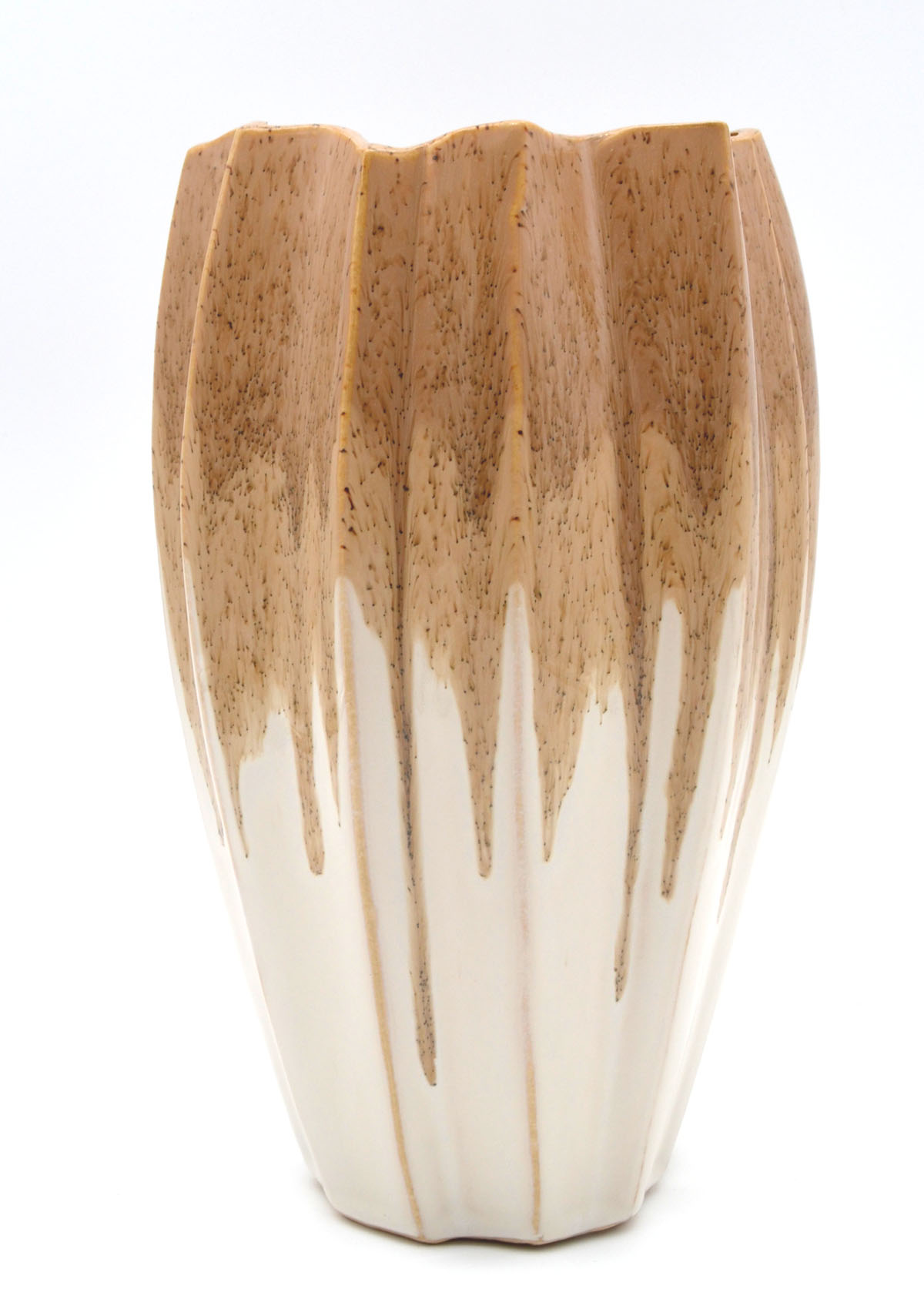 Keramik-Vase Kallisto 24 cm hoch beige-braun