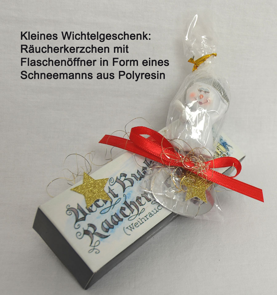 Wichtelgeschenk Räucherkerzchen mit Flaschenöffner