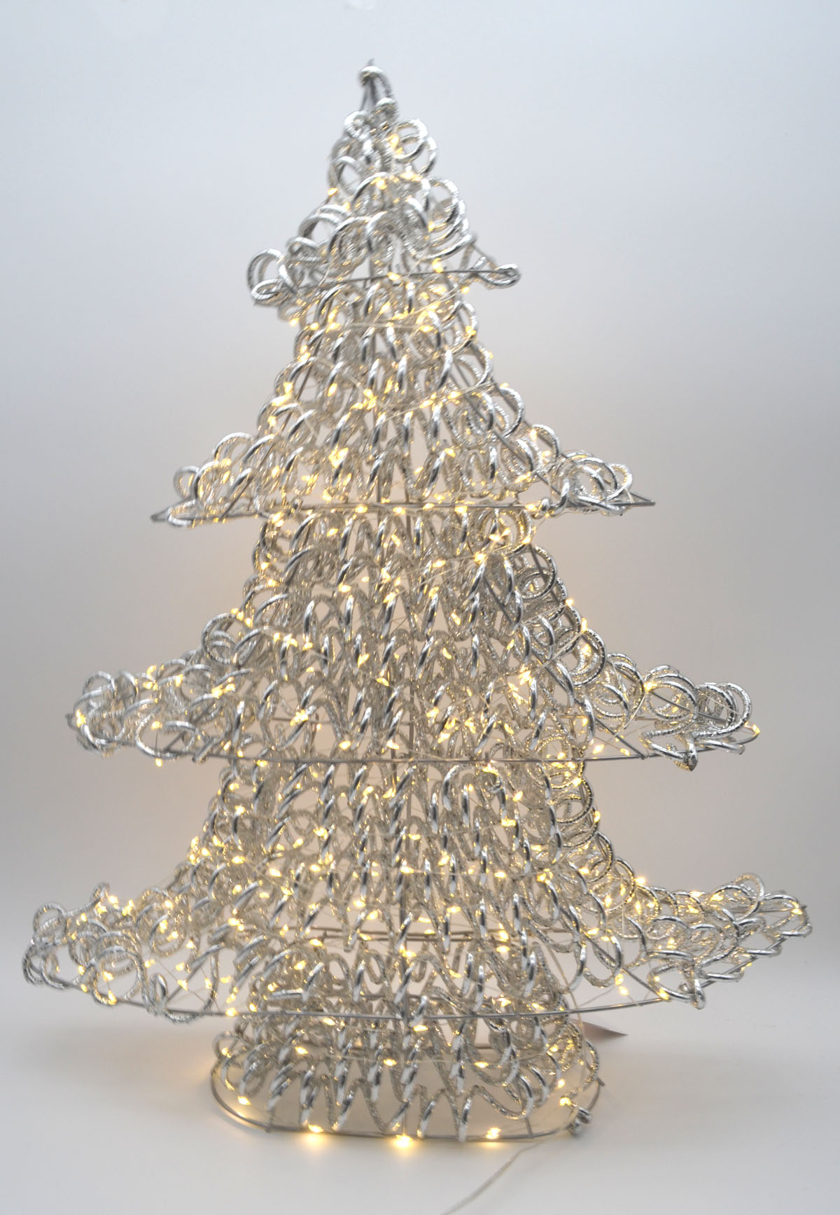 LED-Metalltanne silber 58 cm – 400 LEDs, Timer, Fernbedienung und Adapter