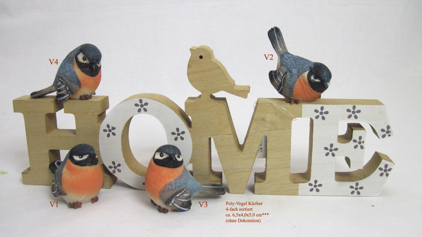 1 Poly-Vogel Kleiber, sortiert, blau-orange, ca. 6,5 x 4,0 x 5,0 cm