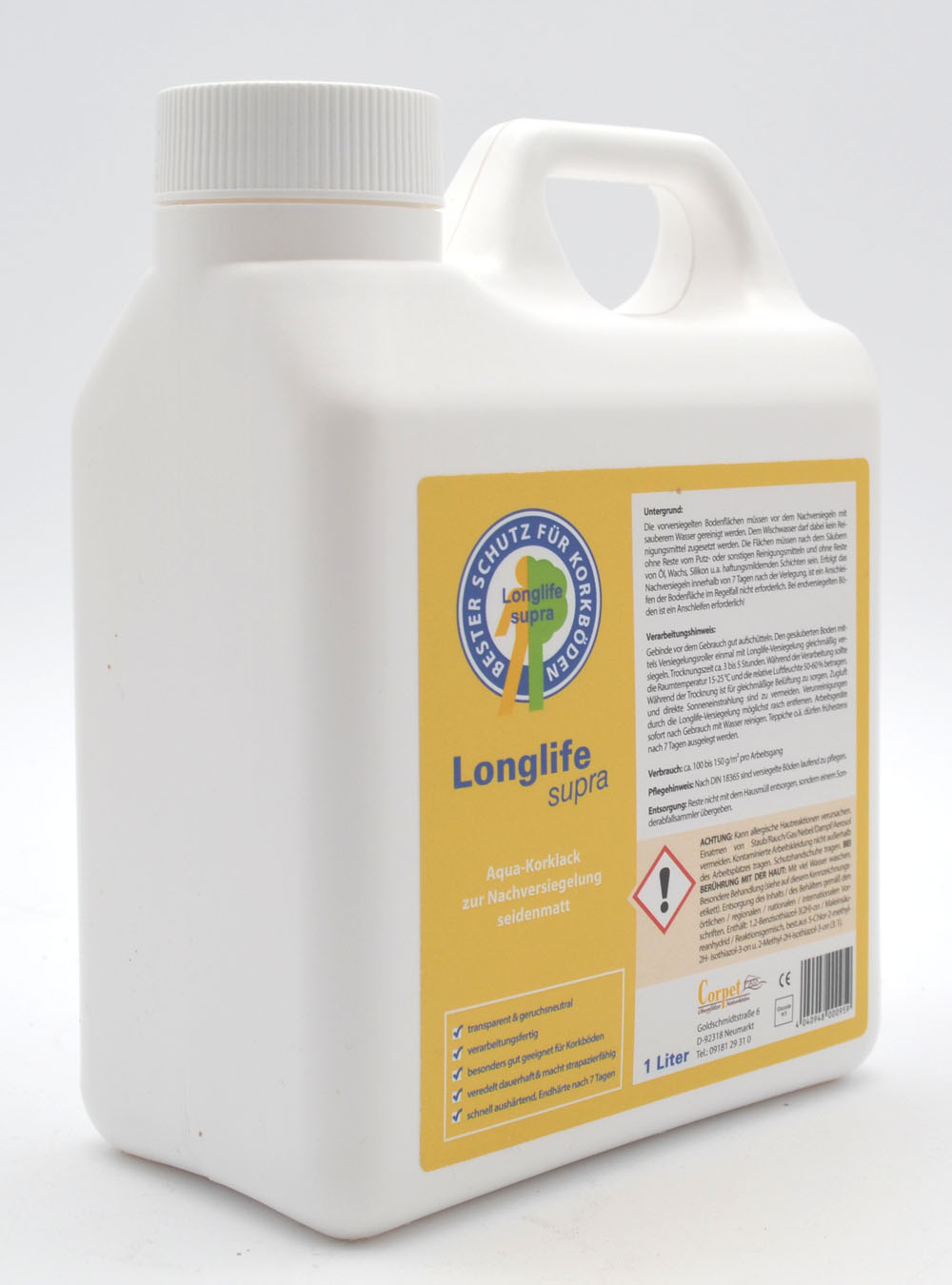 Aqua Korklack Longlife supra seidenmatt 1 l