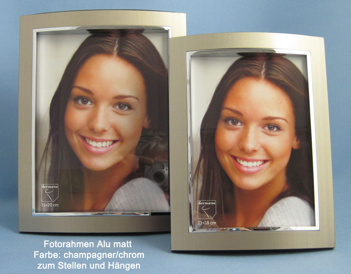 Fotorahmen Bilderrahmen Alu für Fotos ca.13x18 cm champagner-chrom