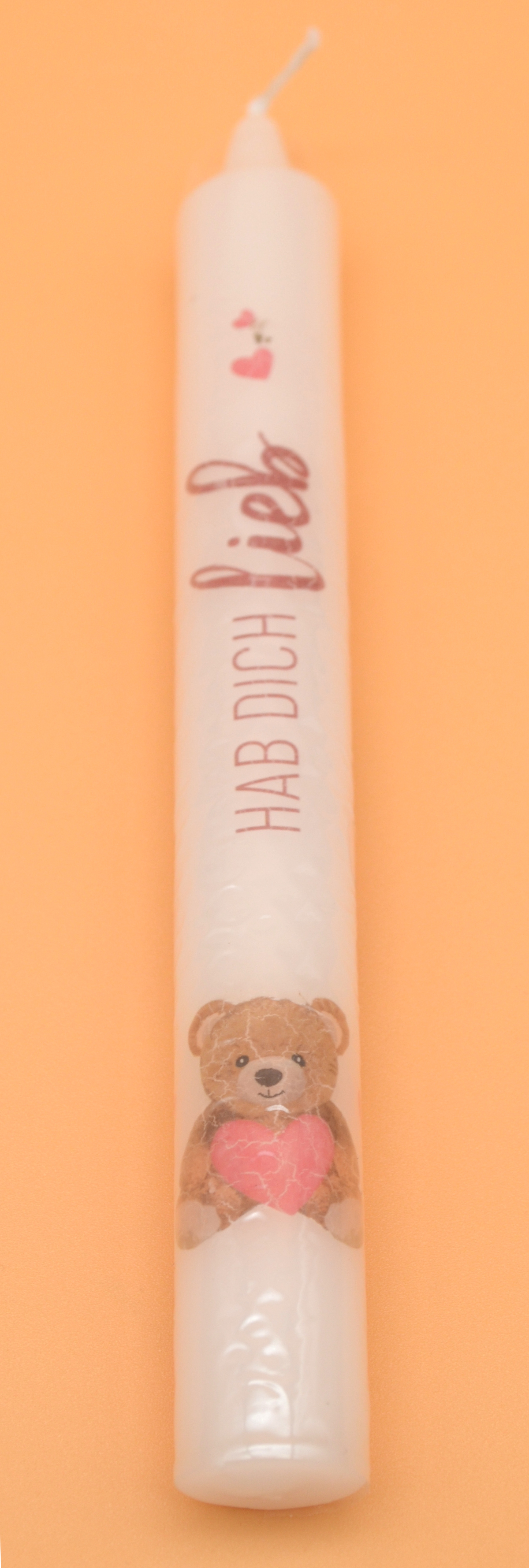 1 Stabkerze "Hab Dich lieb" Höhe 20 cm