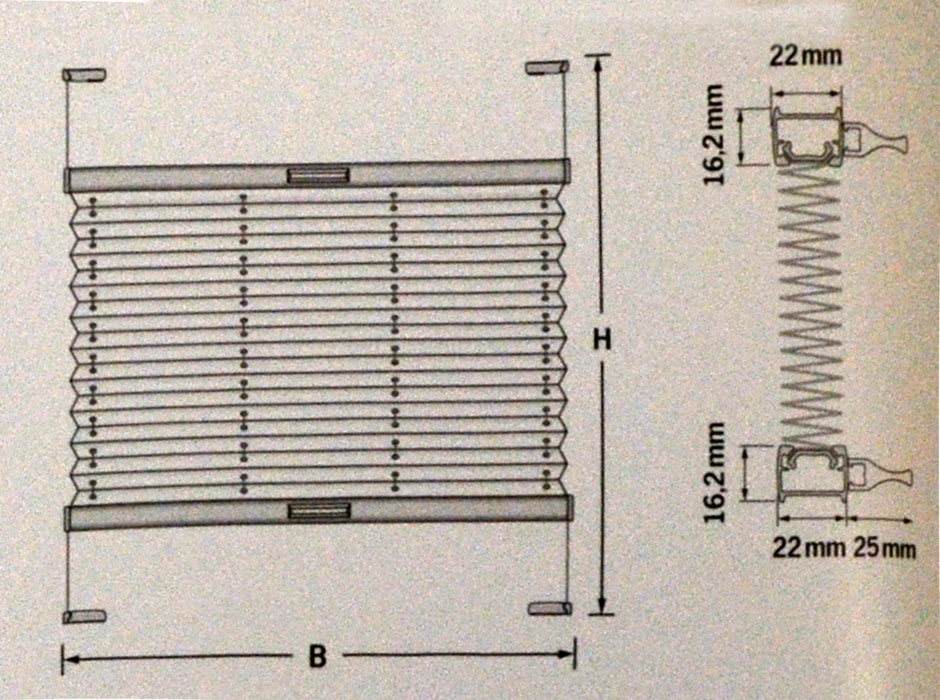Plissee verspannt für Falzmontage 725x1200 mm (B/H) rot