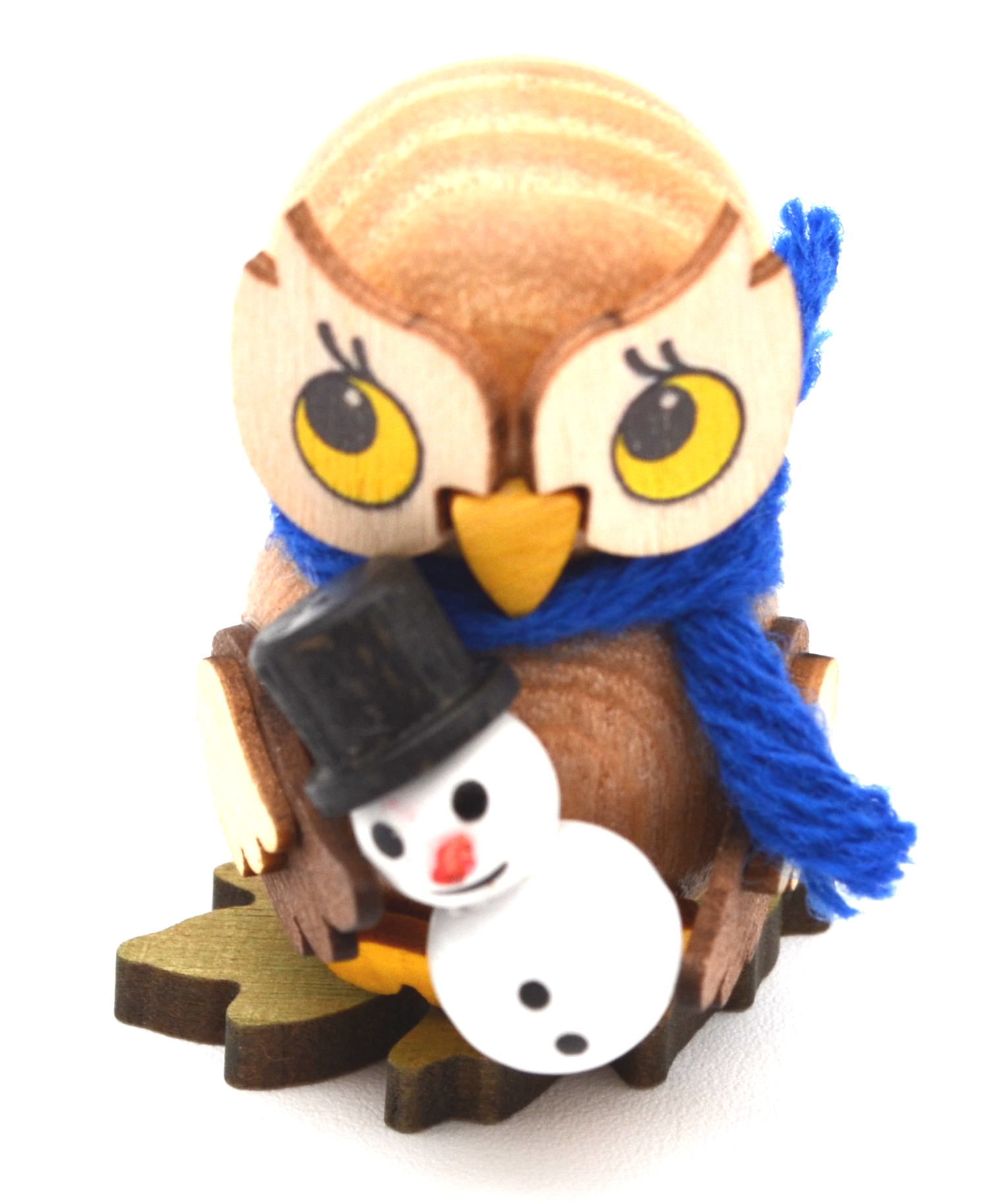 Kuhnert - Eulenkind mit Schneemann zum Stellen - Holzfigur ca. 4 cm 