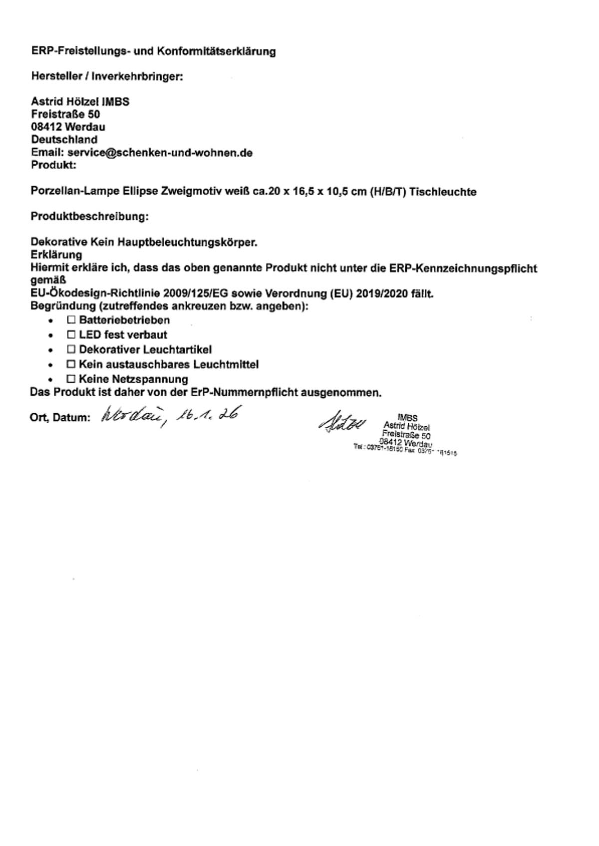 Porzellan-Lampe Ellipse Zweigmotiv weiß ca.20 x 16,5 x 10,5 cm (H/B/T)