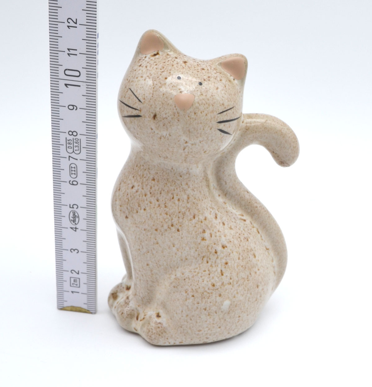 Deko-Katze aus Porzellan – 11 cm creme