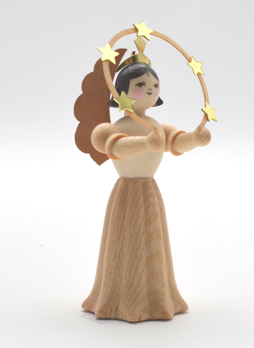 Engel Langrock mit Sternenkranz Natur 7 cm Konzertengel