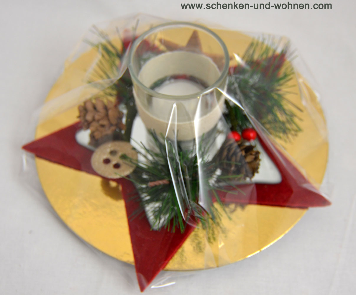Weihnachtspräsent fertig verpackt Windlichtglas