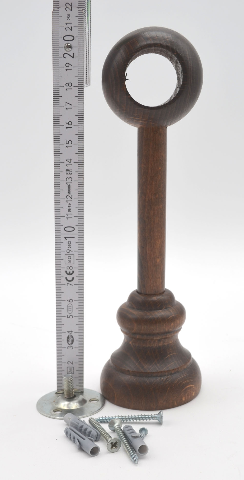 1 Wandträger für Stilgarnituren Ø 28 mm Holz Nussbaum WA 18,5 cm kürzbar 