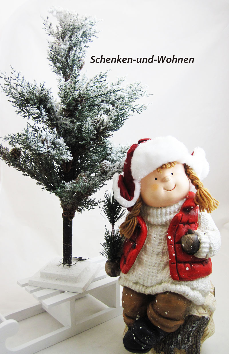 Dekorative Deko-Tanne mit kleinen Zapfen verschneit, grün-weiß ca.50 x 100 cm