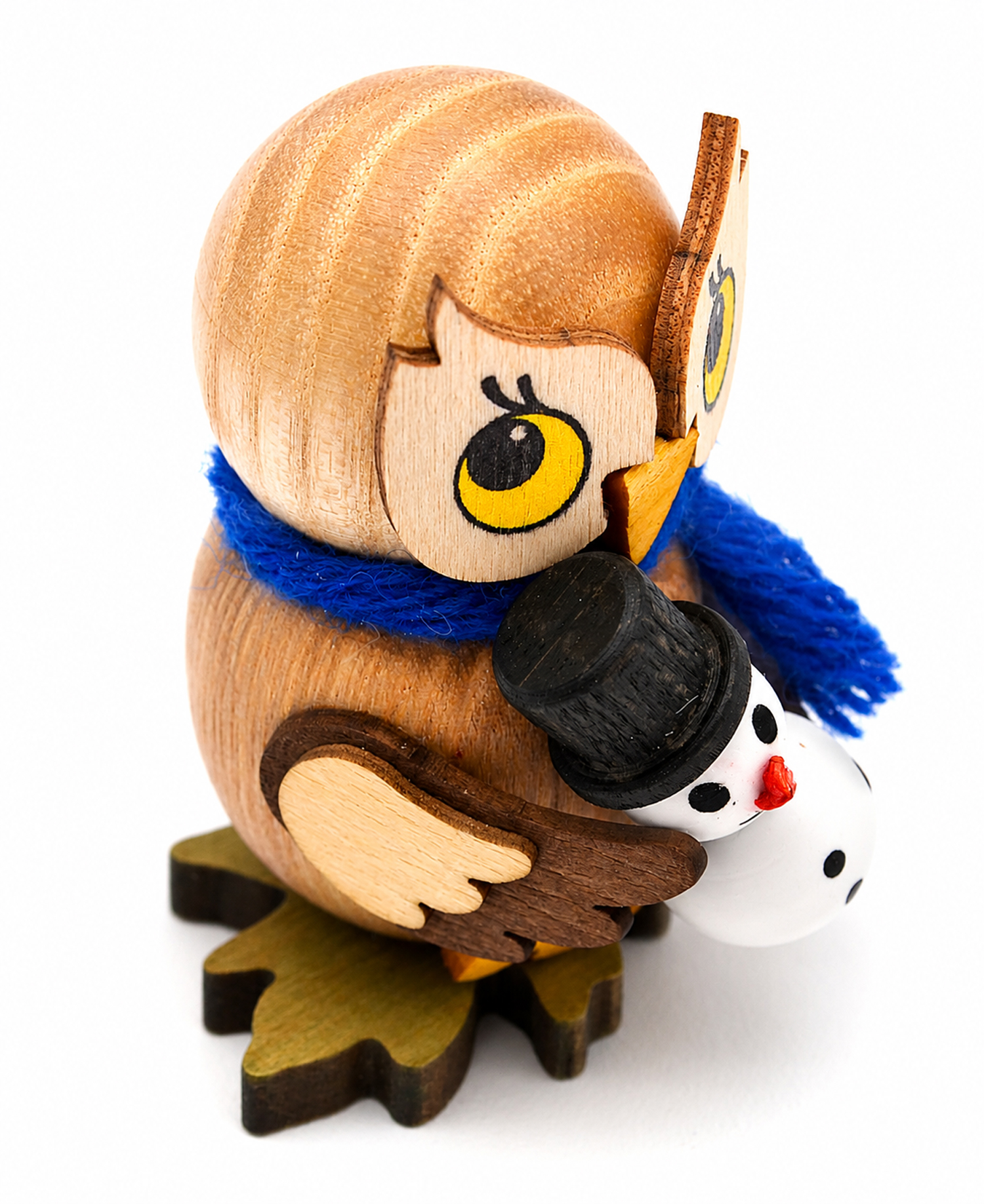 Kuhnert - Eulenkind mit Schneemann zum Stellen - Holzfigur ca. 4 cm 
