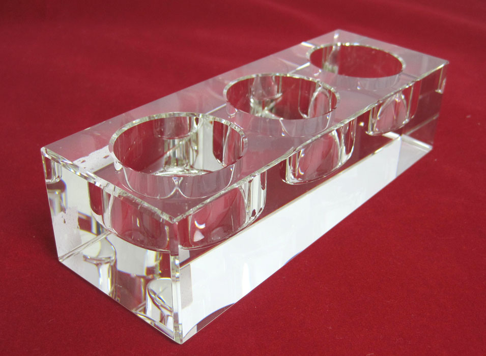 Kristallglas-Teelichthalter 3 flammig Glasklar ca. 16,5x4,5x6,0 cm L/H/B