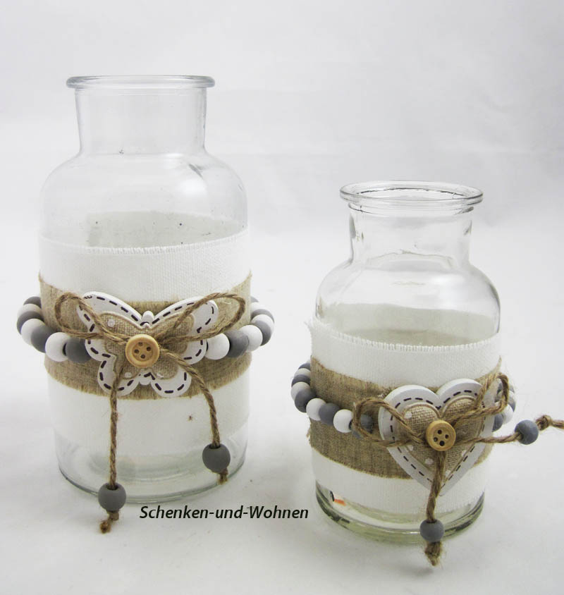 Deko-Flasche im romantischem Landhausstil ca. 12 cm