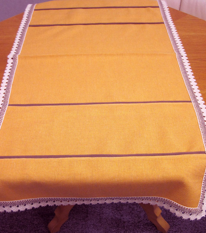 Tischläufer Orange - Braun Borteneinfassung, ca. 40 x 90 cm B/L