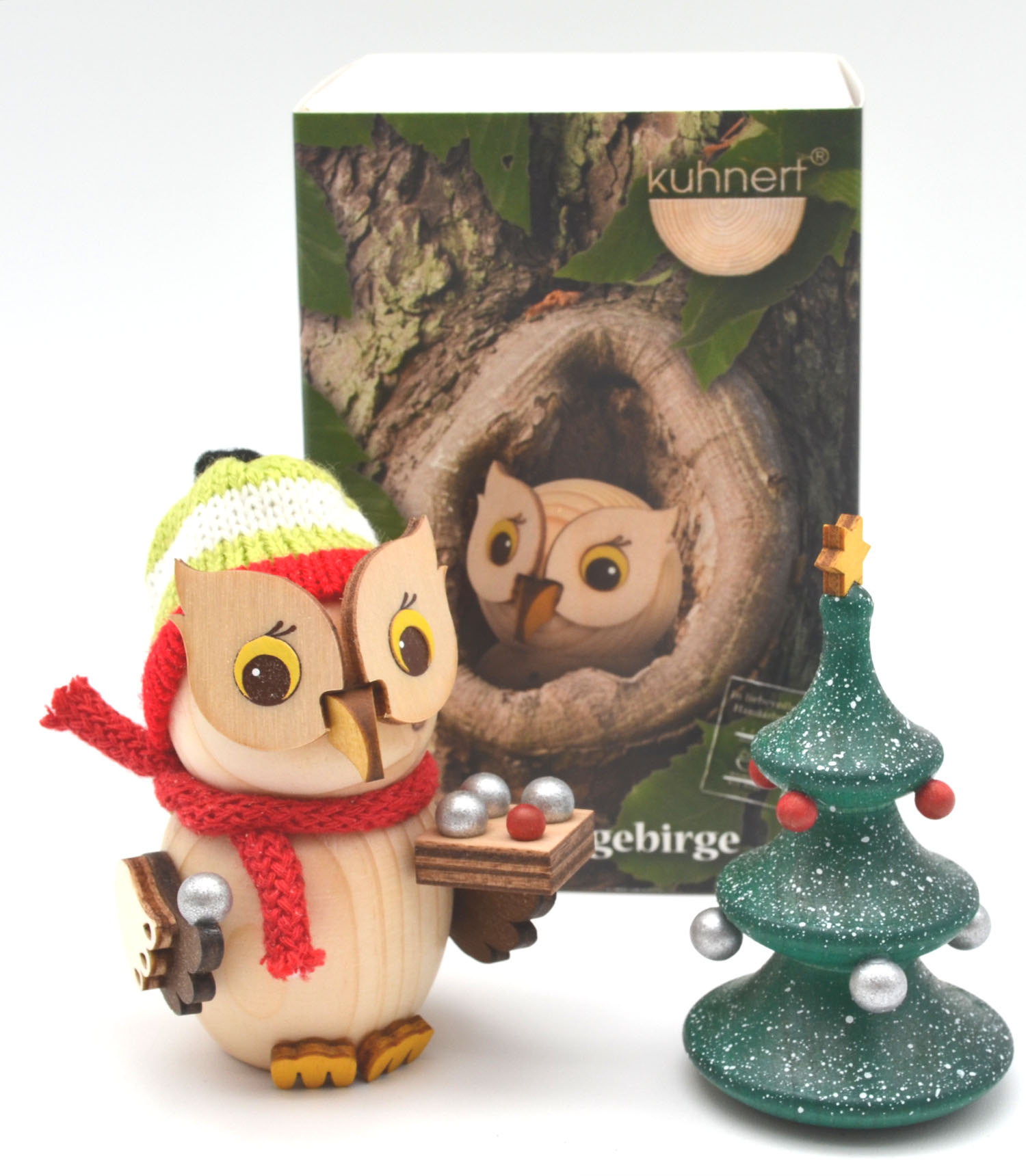Mini-Eule mit Weihnachtsbaum ca. 7 cm 