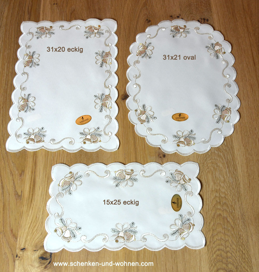 Deckchen "Glöckchen" Farbe sekt eckig 15x25