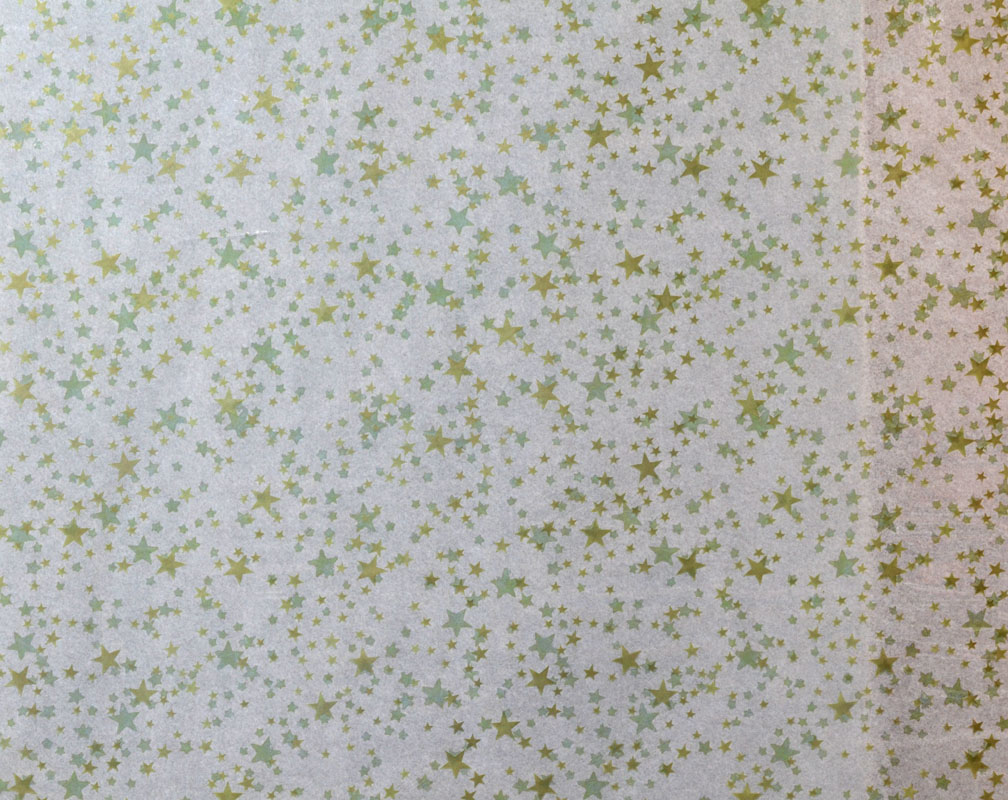 Glasklar-Tischfolie Sterne Gold von der Rolle 130 breit Meterware