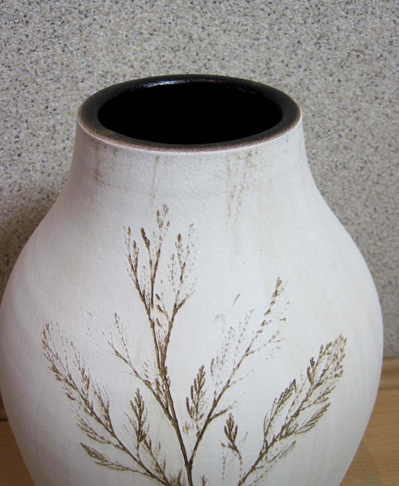 Keramik Vase Bodenvase "Zweig" Creme ca.26x52cm B//H