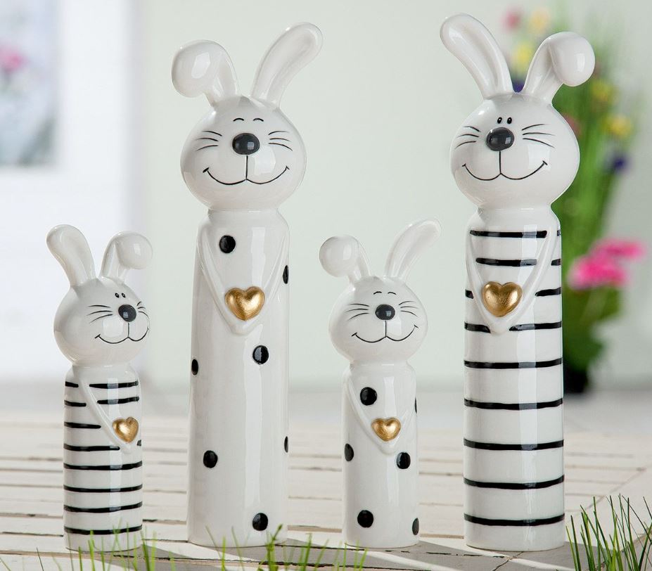 1 Porzellan Hase "Loving" mit Herz ca. 18 cm sortiert