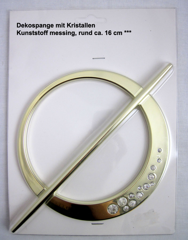 Dekospange mit Kristallen, Kunststoff messing, rund ca. 16 cm