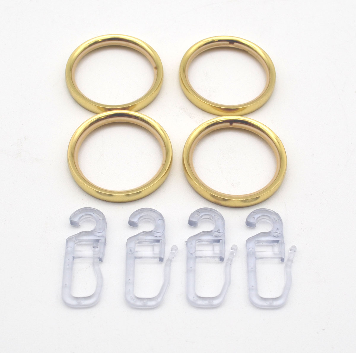 4 Ringe mit Faltenhaken messingfarben und Kunststoff-Einlage für Stil 20 mm